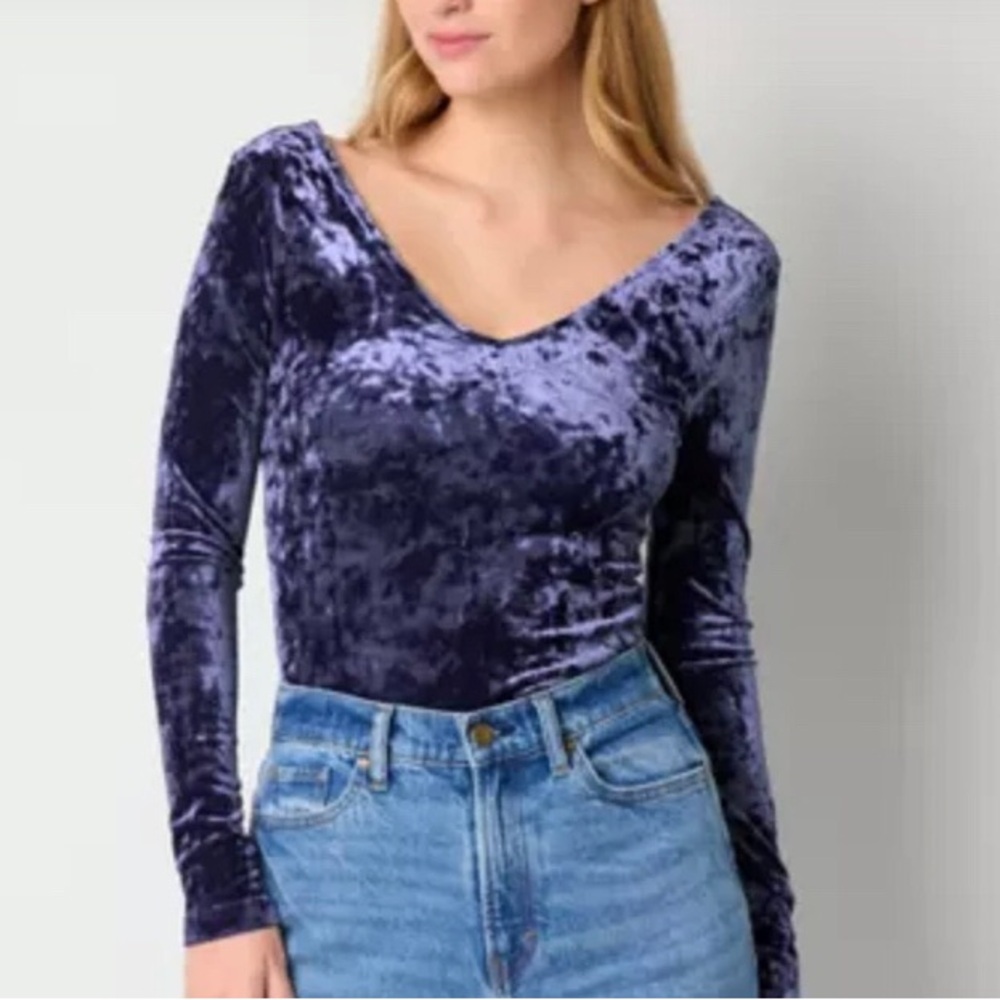 NEW a.n.a‎ Blue Sapphire Velvet Bodysuit